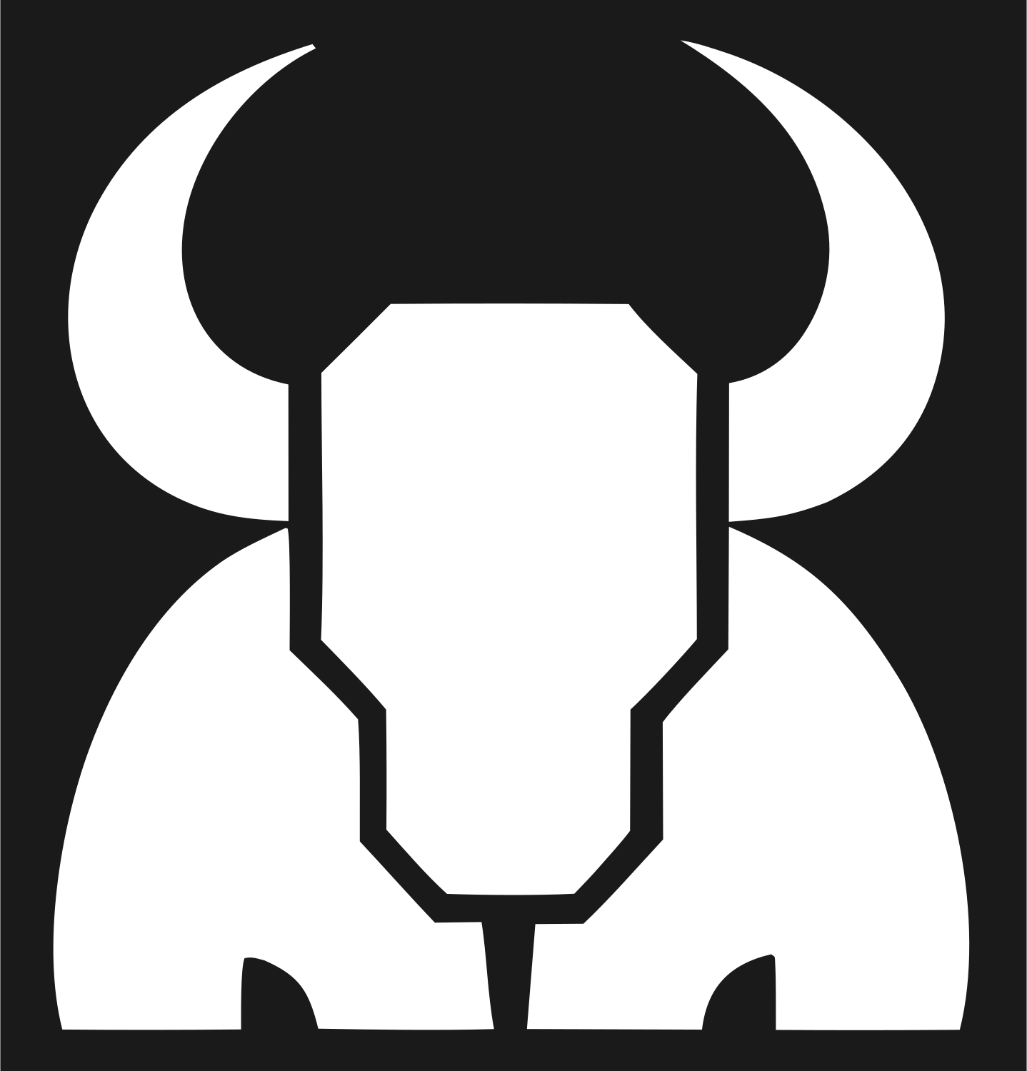 Blocky Bull Skull Emblem #1a1a1a/#ffffff