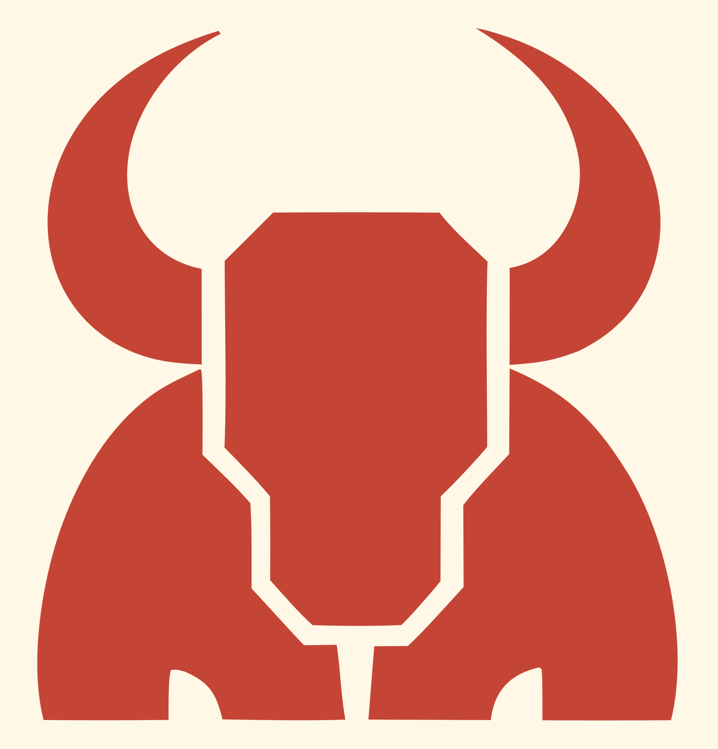 Blocky Bull Skull Emblem #fff8e7/#c44536
