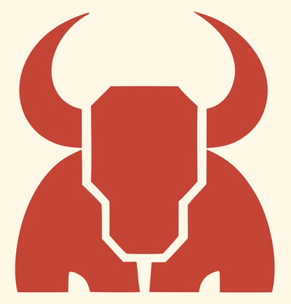 Blocky Bull Skull Emblem #fff8e7/#c44536