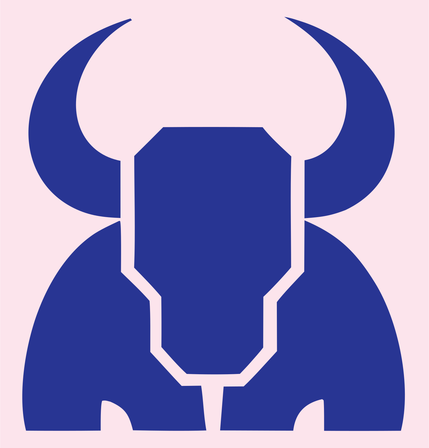 Blocky Bull Skull Emblem #fce4ec/#283593