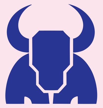 Blocky Bull Skull Emblem #fce4ec/#283593