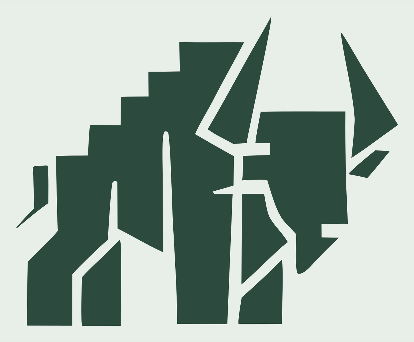 Fragmented Bison Heavy Crest #e8efe9/#2d4a3e
