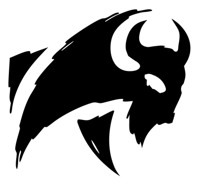 Hand-Drawn Bison Silhouette Mark #ffffff/#000000