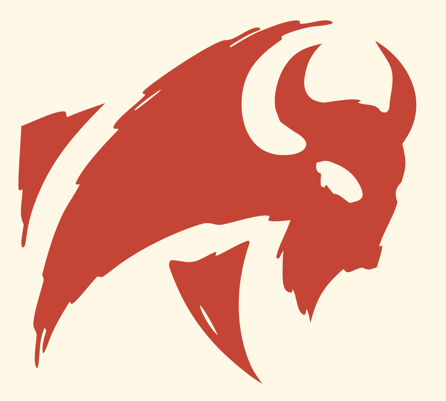 Hand-Drawn Bison Silhouette Mark #fff8e7/#c44536