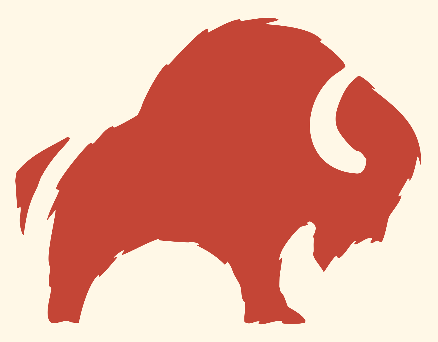 Hand-Drawn Bison Silhouette Mark #fff8e7/#c44536