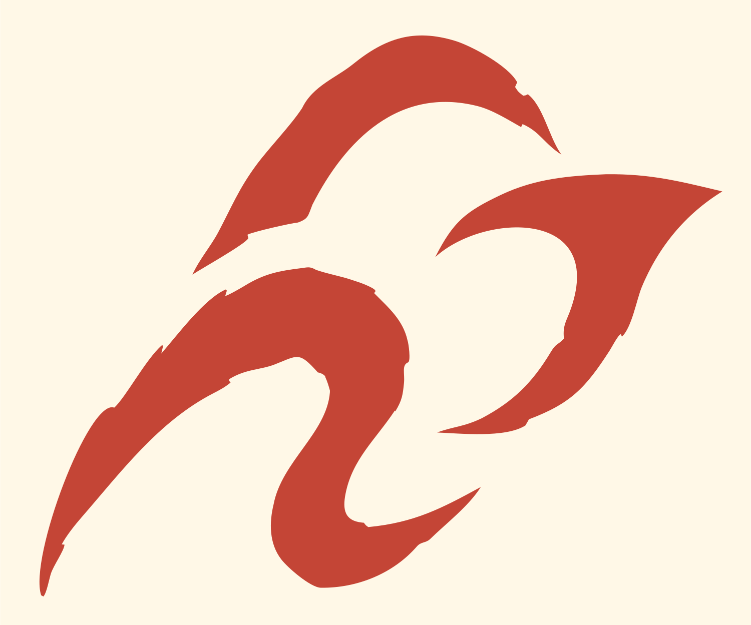 Hand-Drawn Bison Horn Mark #fff8e7/#c44536