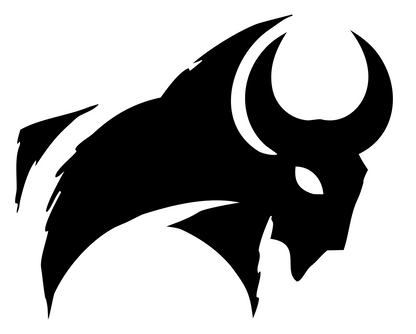 Hand-Drawn Bison Charging Crest #ffffff/#000000