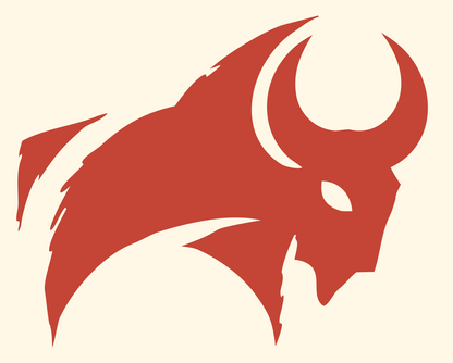 Hand-Drawn Bison Charging Crest #fff8e7/#c44536