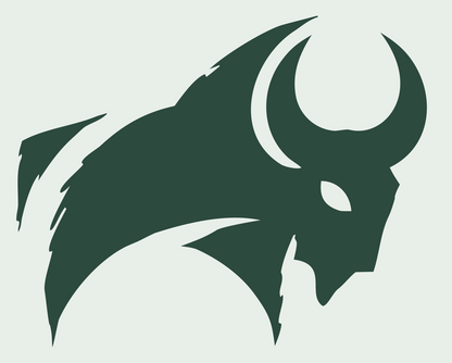Hand-Drawn Bison Charging Crest #e8efe9/#2d4a3e