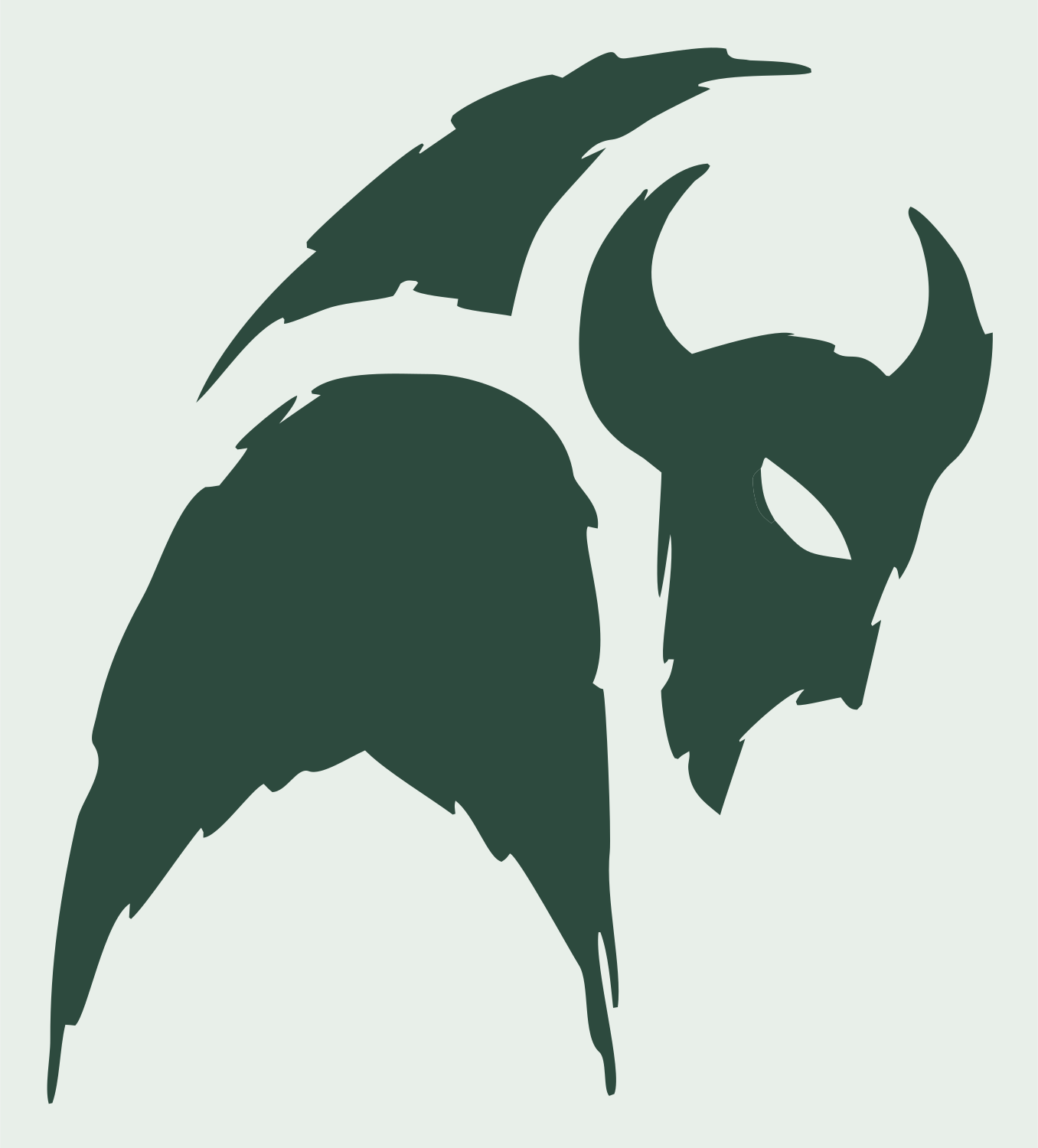 Hand-Drawn Bison Warrior Mask Logo #e8efe9/#2d4a3e