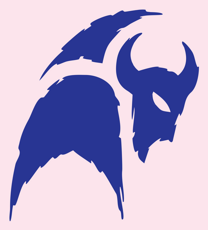 Hand-Drawn Bison Warrior Mask Logo #fce4ec/#283593