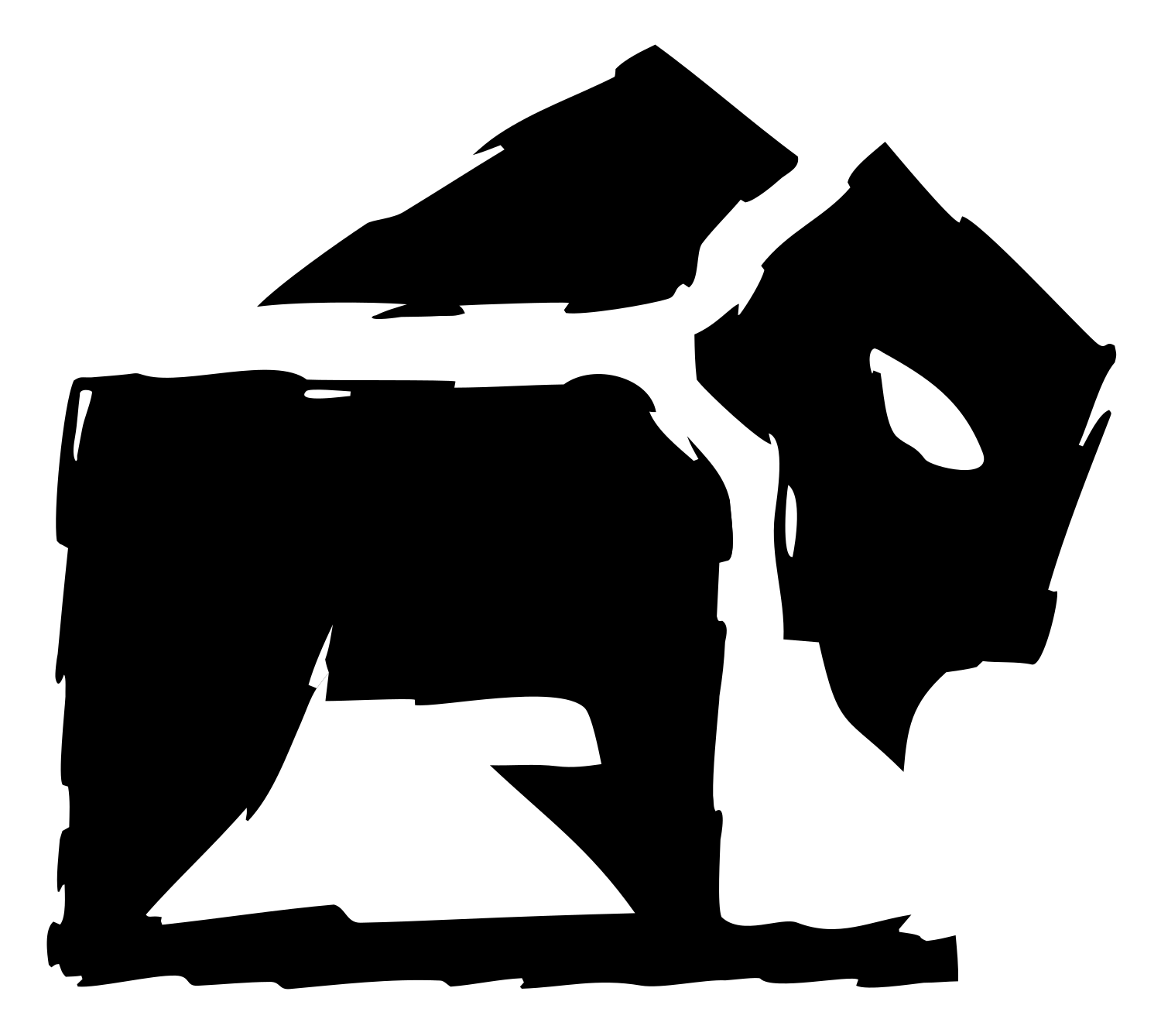 Hand-Drawn Bison Silhouette Mark #ffffff/#000000