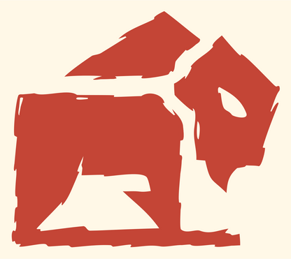 Hand-Drawn Bison Silhouette Mark #fff8e7/#c44536