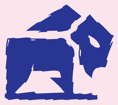 Hand-Drawn Bison Silhouette Mark #fce4ec/#283593
