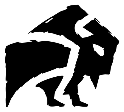 Hand-Drawn Bison Silhouette Crest #ffffff/#000000