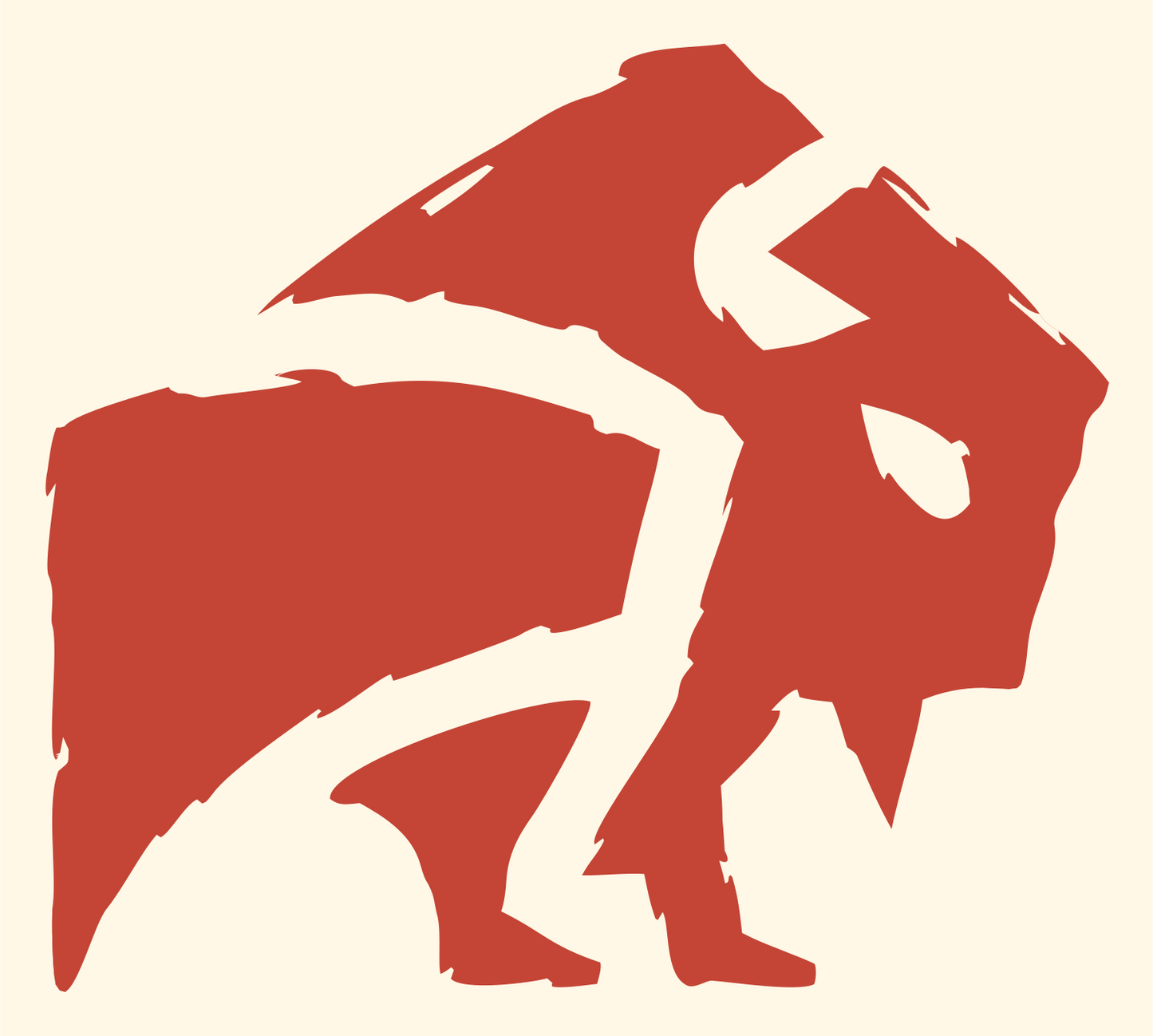 Hand-Drawn Bison Silhouette Crest #fff8e7/#c44536