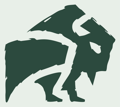 Hand-Drawn Bison Silhouette Crest #e8efe9/#2d4a3e