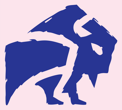 Hand-Drawn Bison Silhouette Crest #fce4ec/#283593