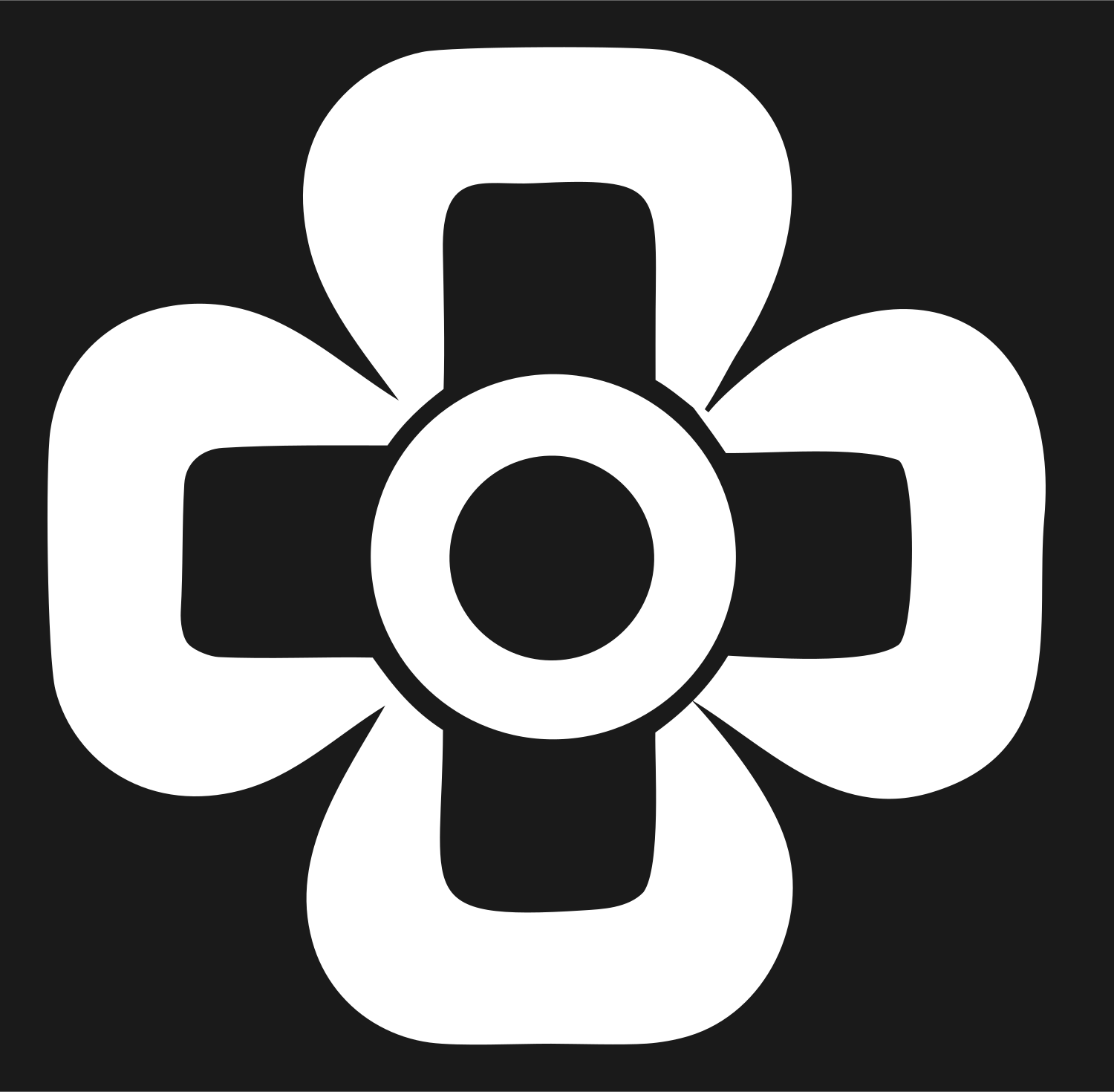 Bold Flower Cross Mark #1a1a1a/#ffffff