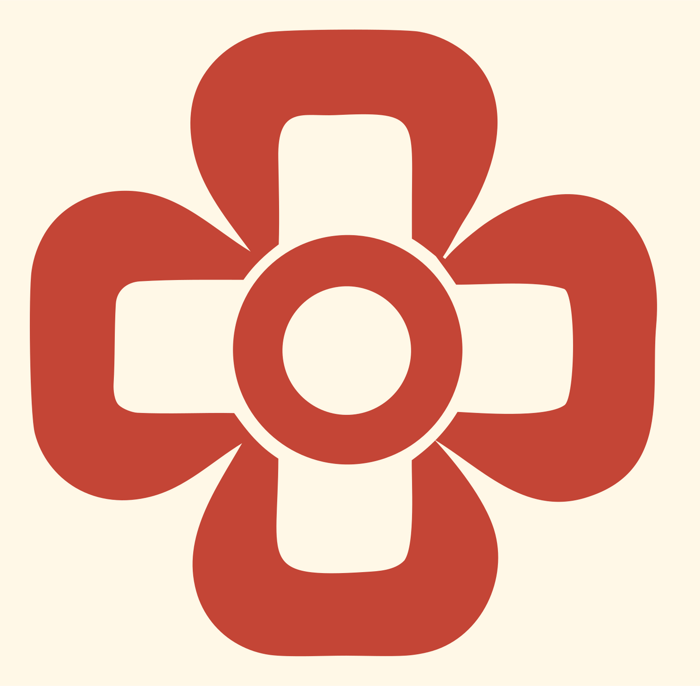 Bold Flower Cross Mark #fff8e7/#c44536