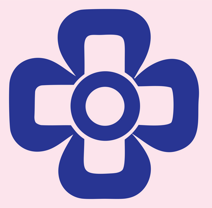 Bold Flower Cross Mark #fce4ec/#283593