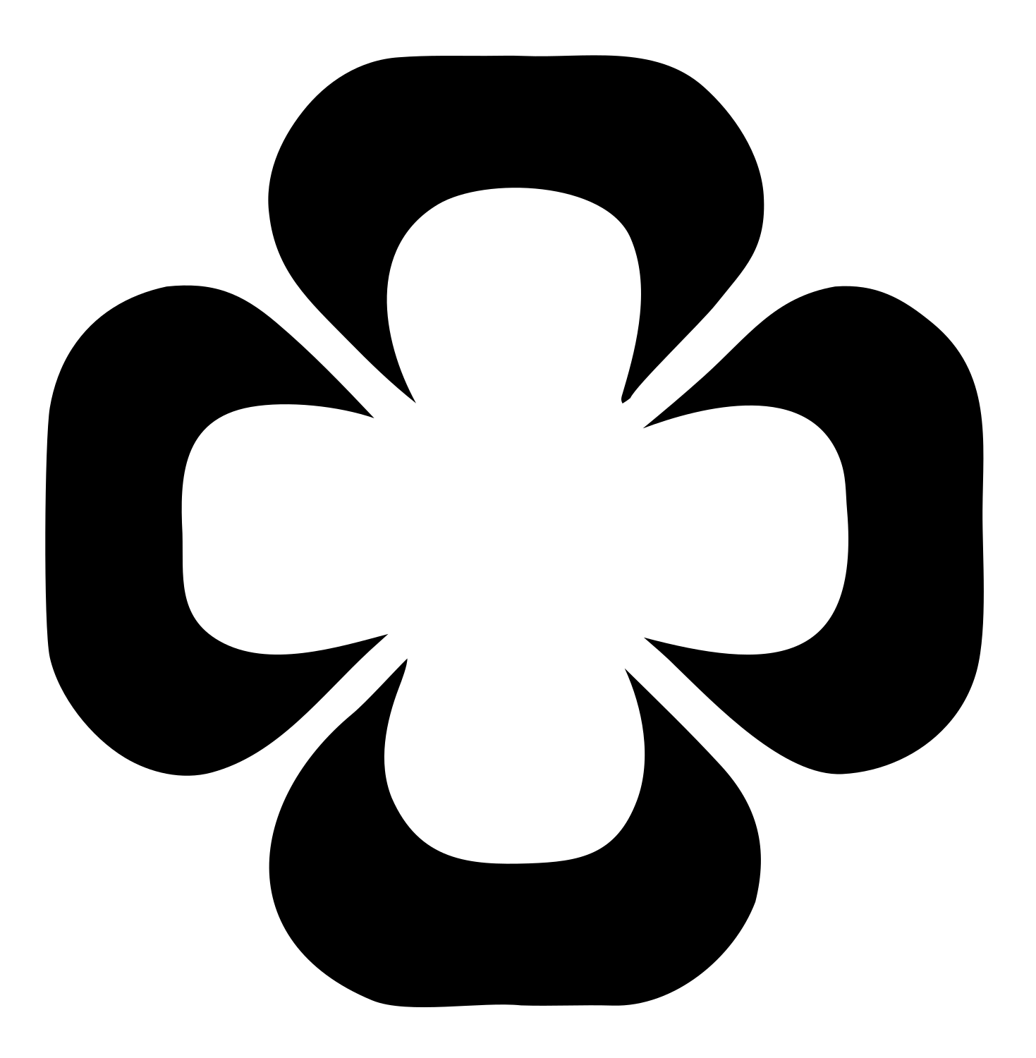 Four-Petal Flower Cross Logo #ffffff/#000000