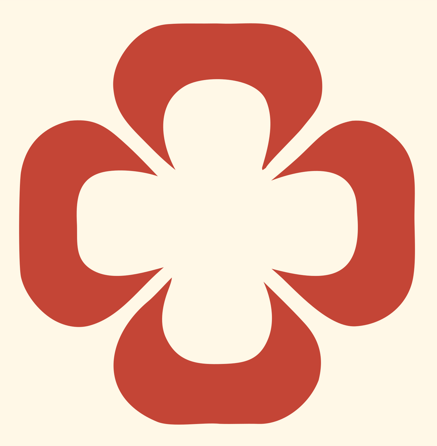 Four-Petal Flower Cross Logo #fff8e7/#c44536