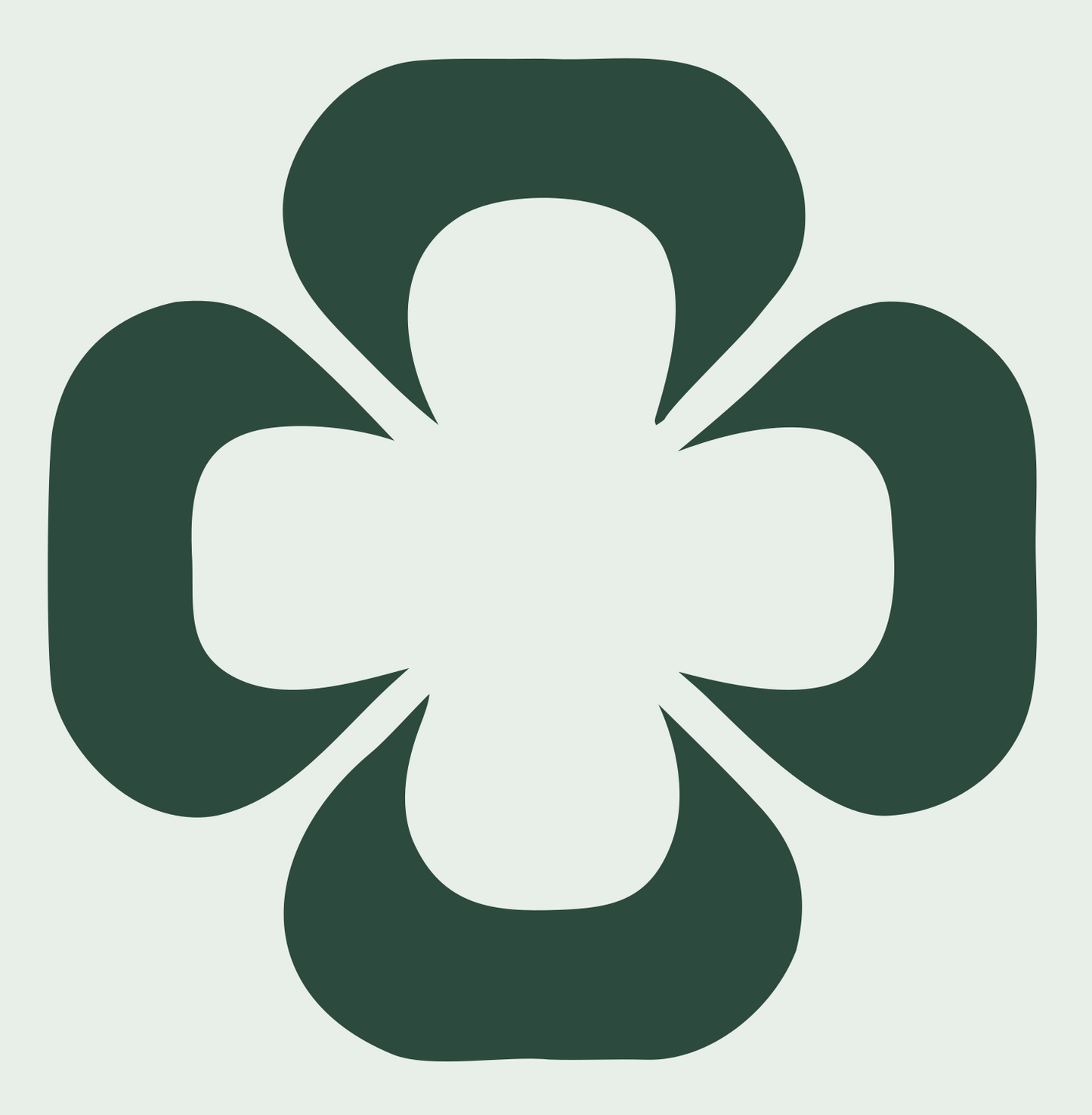 Four-Petal Flower Cross Logo #e8efe9/#2d4a3e