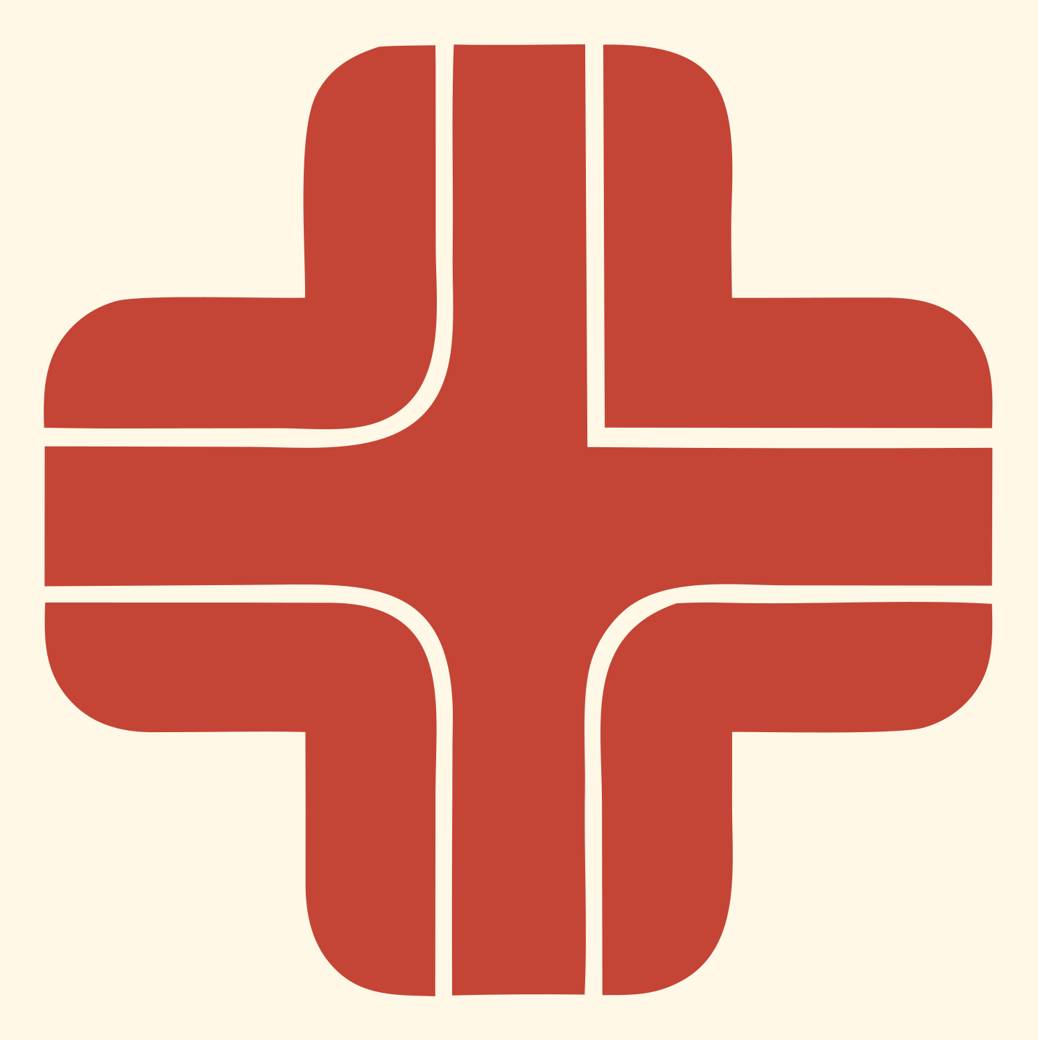 Segmented Bold Cross Logo #fff8e7/#c44536