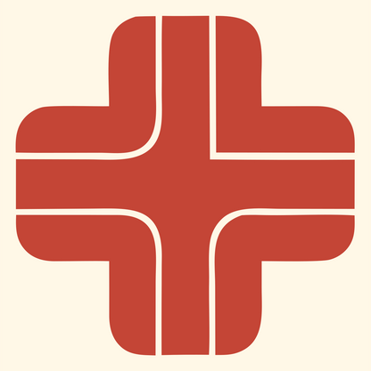 Segmented Bold Cross Logo #fff8e7/#c44536