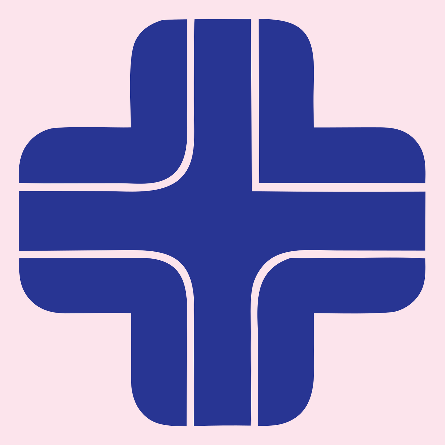 Segmented Bold Cross Logo #fce4ec/#283593