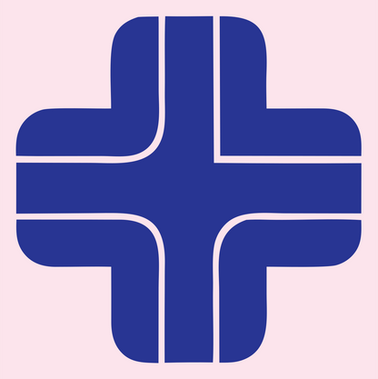 Segmented Bold Cross Logo #fce4ec/#283593