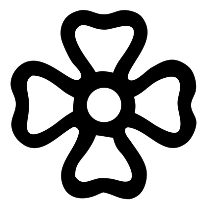 Bold Four-Petal Flower Cross Badge #ffffff/#000000