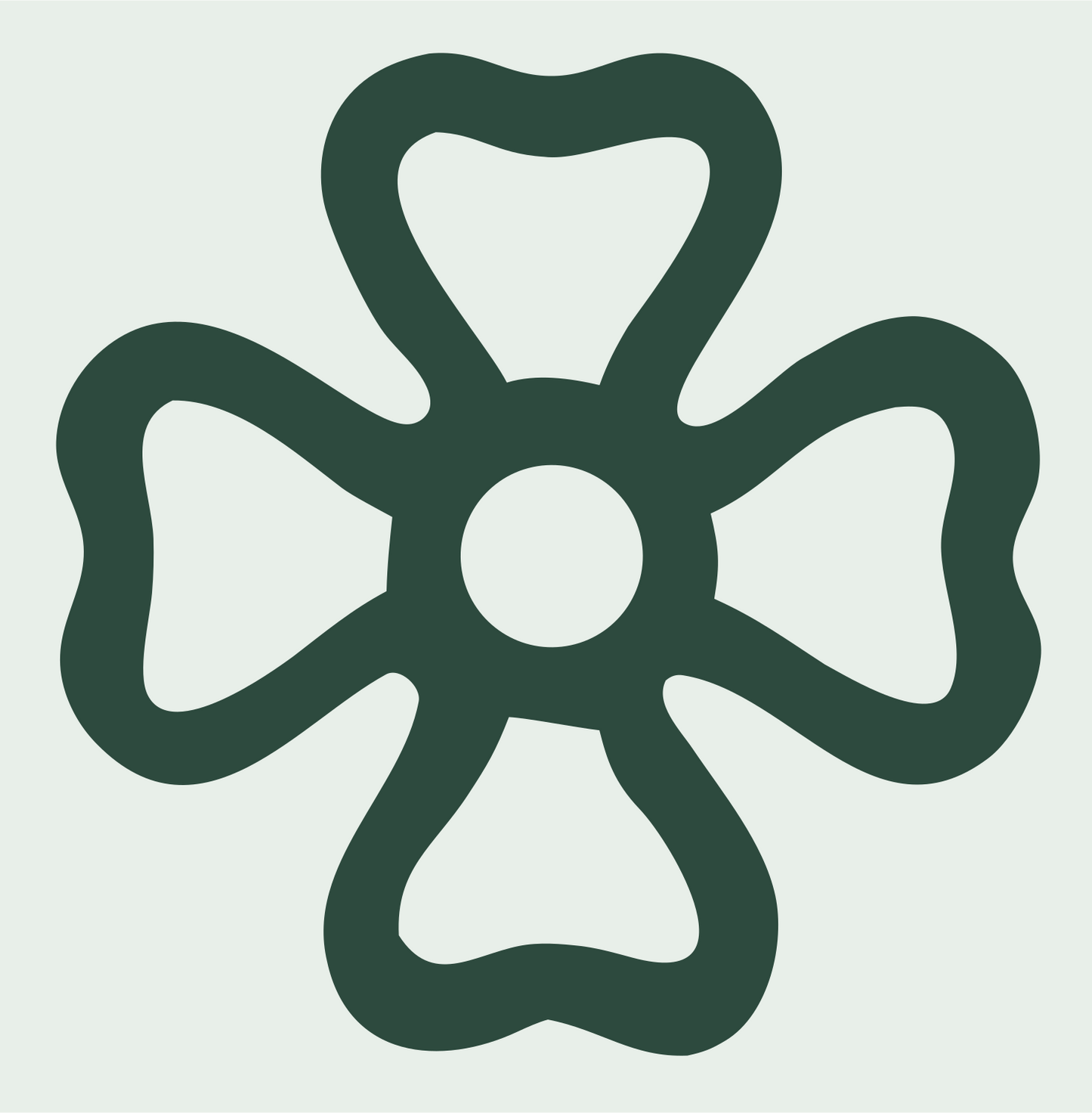 Bold Four-Petal Flower Cross Badge #e8efe9/#2d4a3e