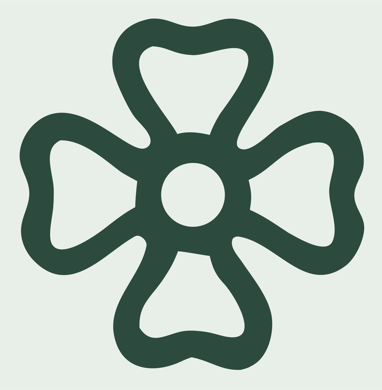 Bold Four-Petal Flower Cross Badge #e8efe9/#2d4a3e