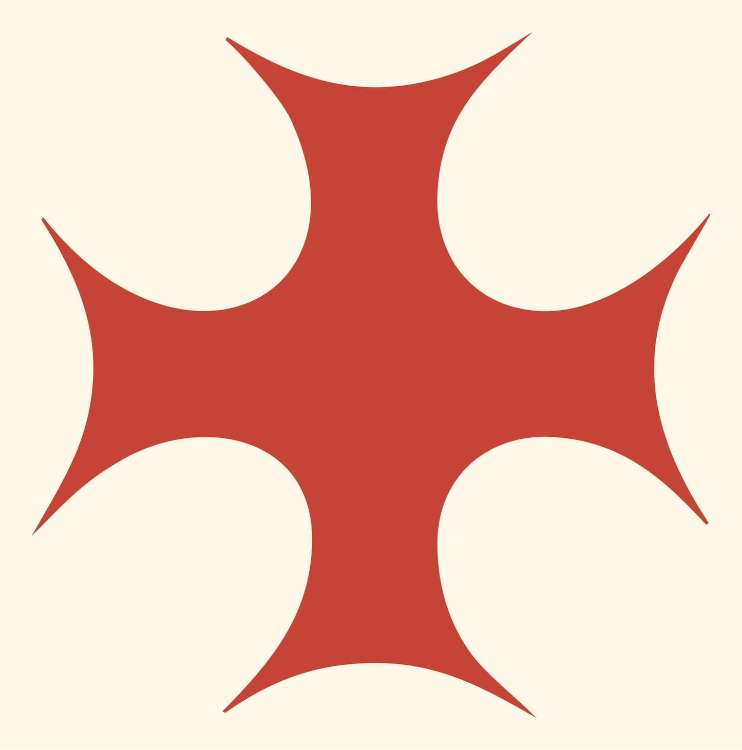 Bold Concave Cross Icon #fff8e7/#c44536