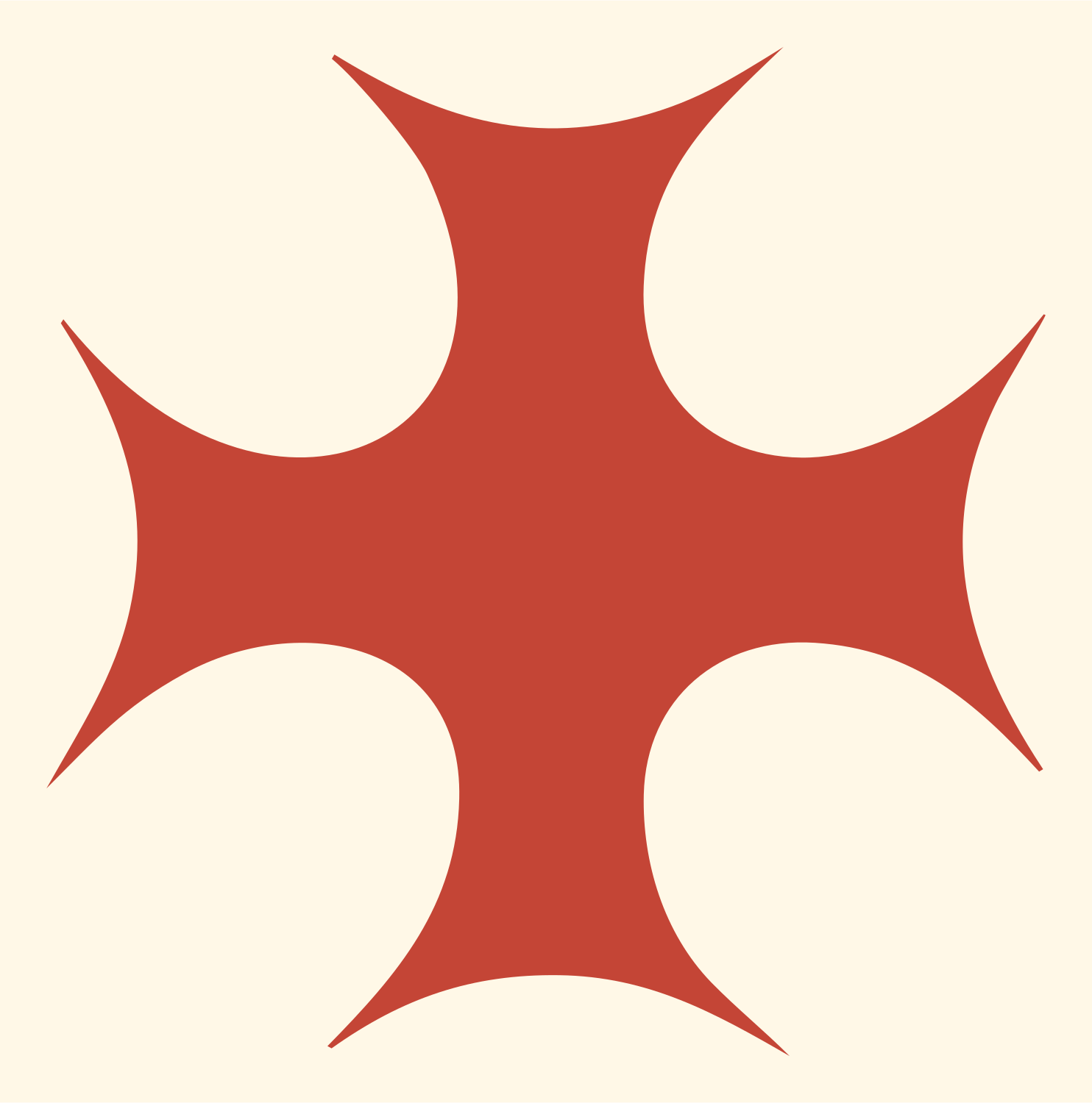 Bold Concave Cross Icon #fff8e7/#c44536