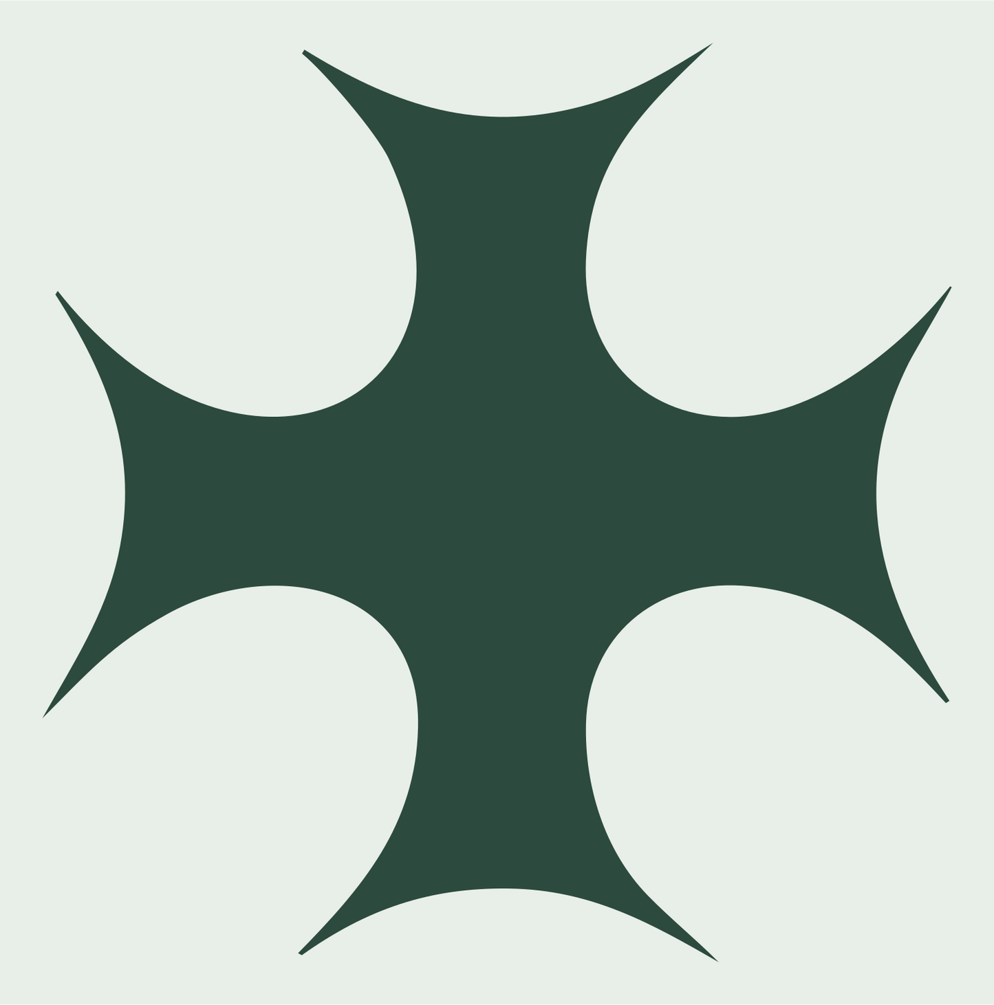 Bold Concave Cross Icon #e8efe9/#2d4a3e