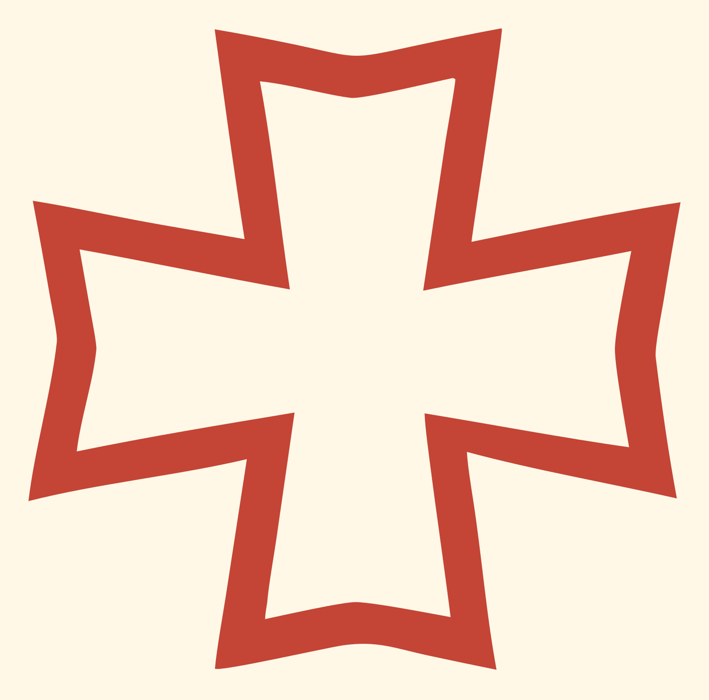 Bold Notched Cross Emblem #fff8e7/#c44536