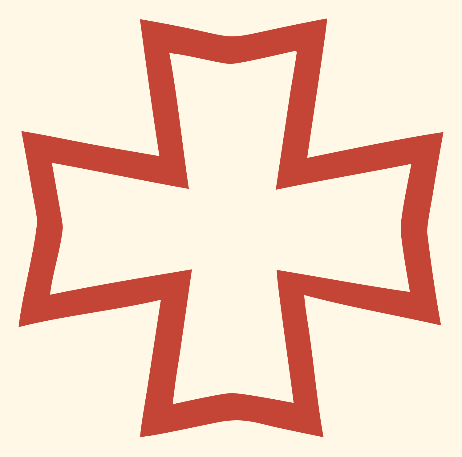 Bold Notched Cross Emblem #fff8e7/#c44536