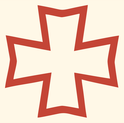 Bold Notched Cross Emblem #fff8e7/#c44536