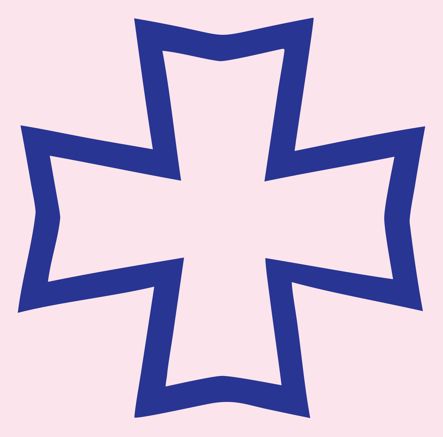 Bold Notched Cross Emblem #fce4ec/#283593