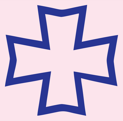 Bold Notched Cross Emblem #fce4ec/#283593
