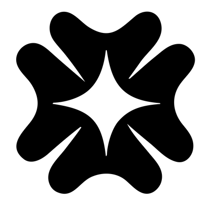 Bold Four-Petal Cross Mark #ffffff/#000000