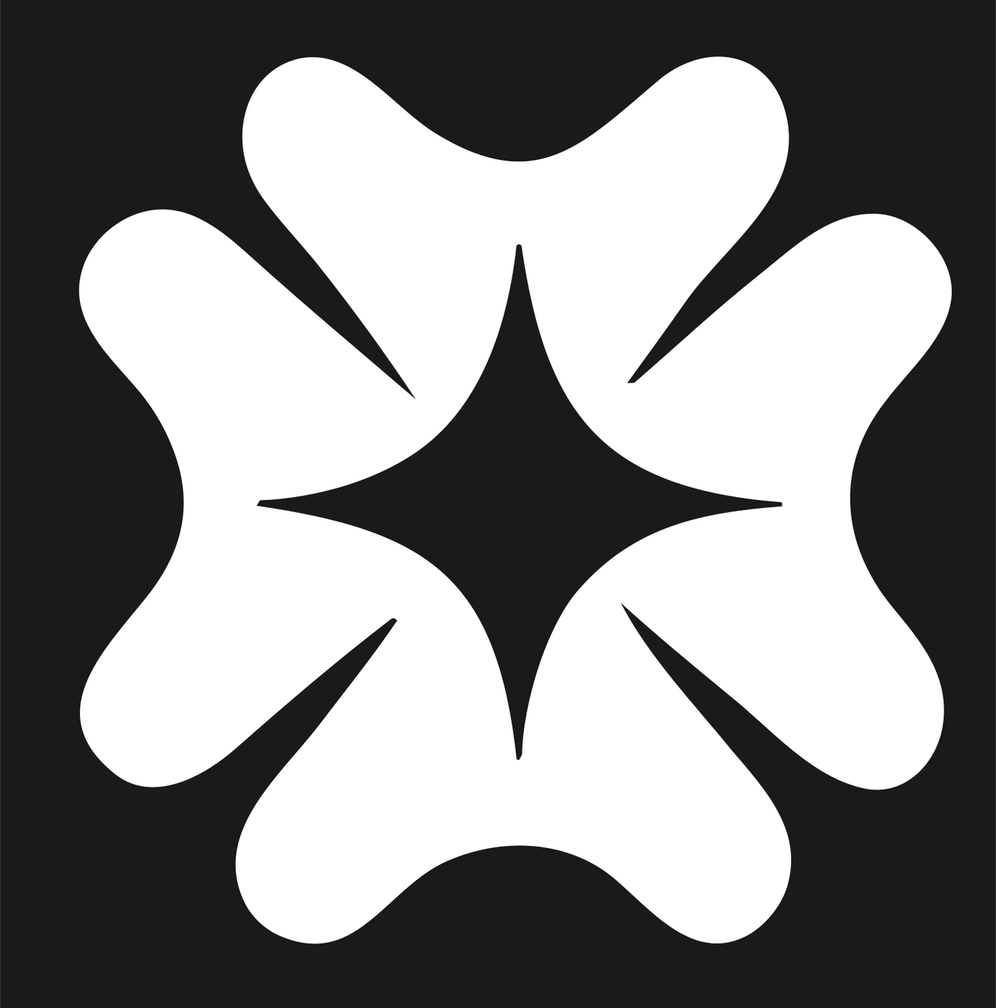 Bold Four-Petal Cross Mark #1a1a1a/#ffffff