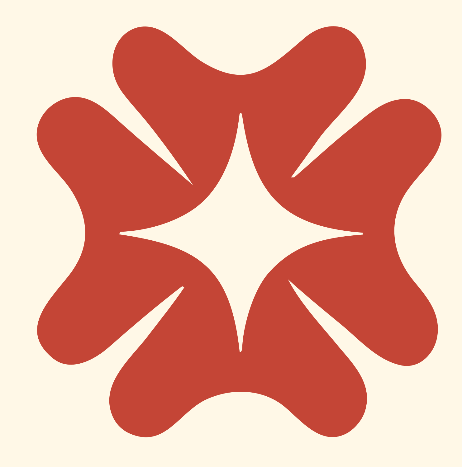 Bold Four-Petal Cross Mark #fff8e7/#c44536