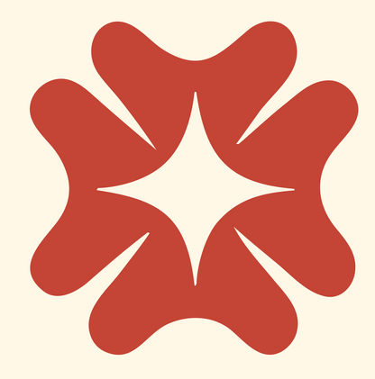 Bold Four-Petal Cross Mark #fff8e7/#c44536