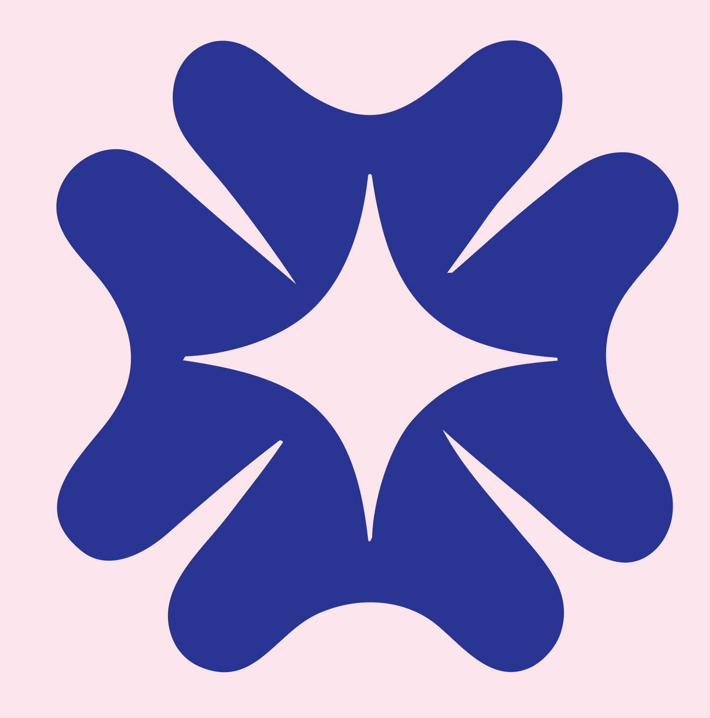Bold Four-Petal Cross Mark #fce4ec/#283593