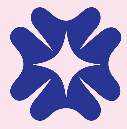 Bold Four-Petal Cross Mark #fce4ec/#283593