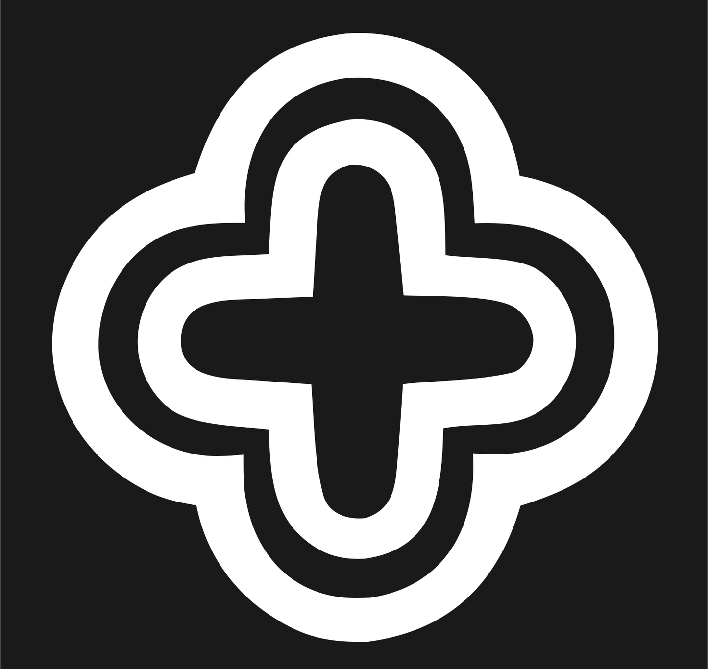 Bold Quatrefoil Cross Badge #1a1a1a/#ffffff